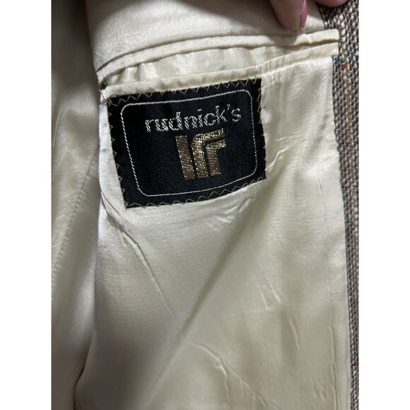 CHAPS Ralph Lauren VTG Preppy Beige Tweed 2-Button Blazer Est Size 44/XL? - Picture 3 of 7